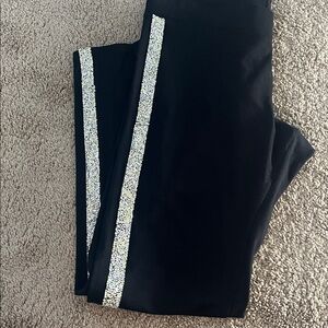 Black Leggings with silver beaded stripes